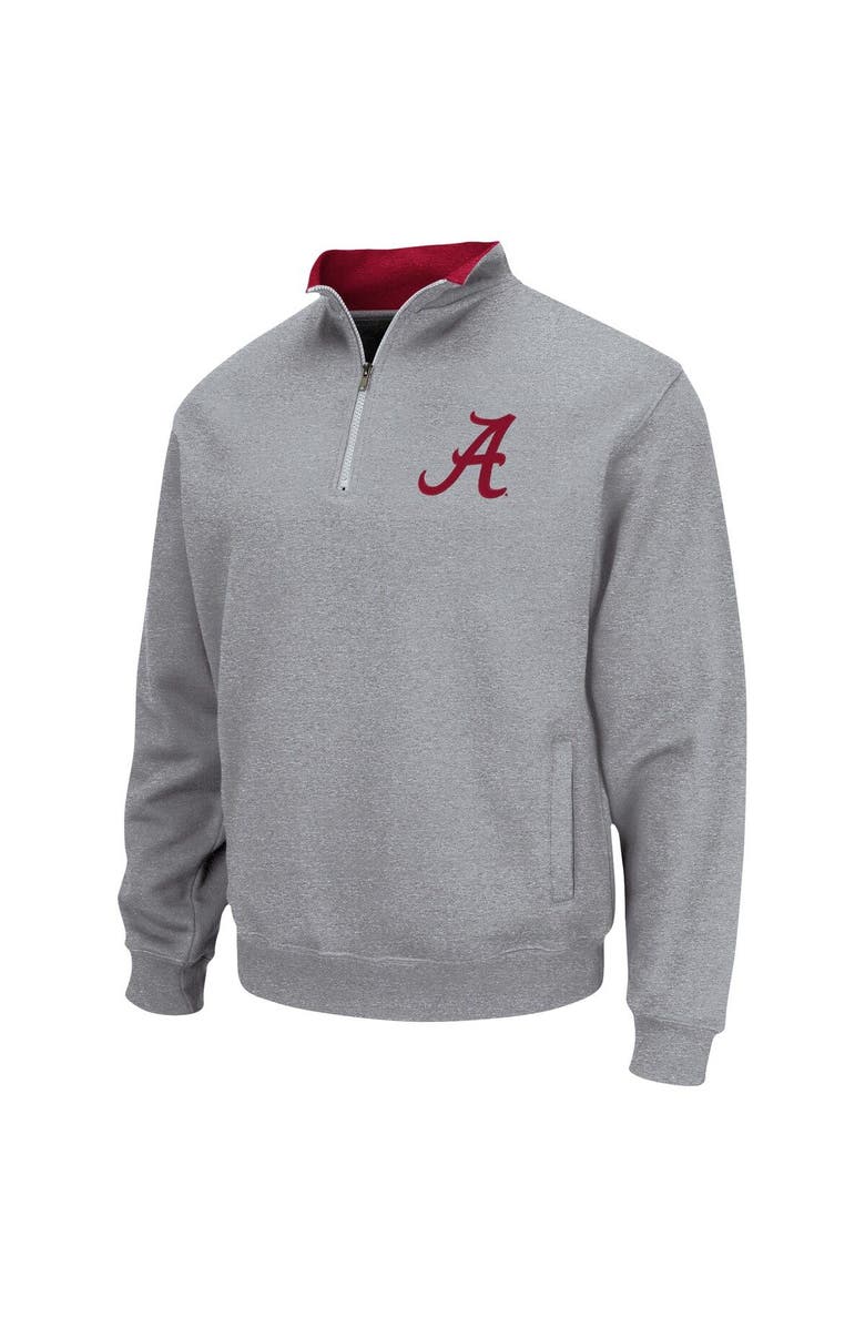 COLOSSEUM Men's Colosseum Heathered Gray Alabama Crimson Tide Tortugas Team Logo Quarter-Zip Jacket, Alternate, color,