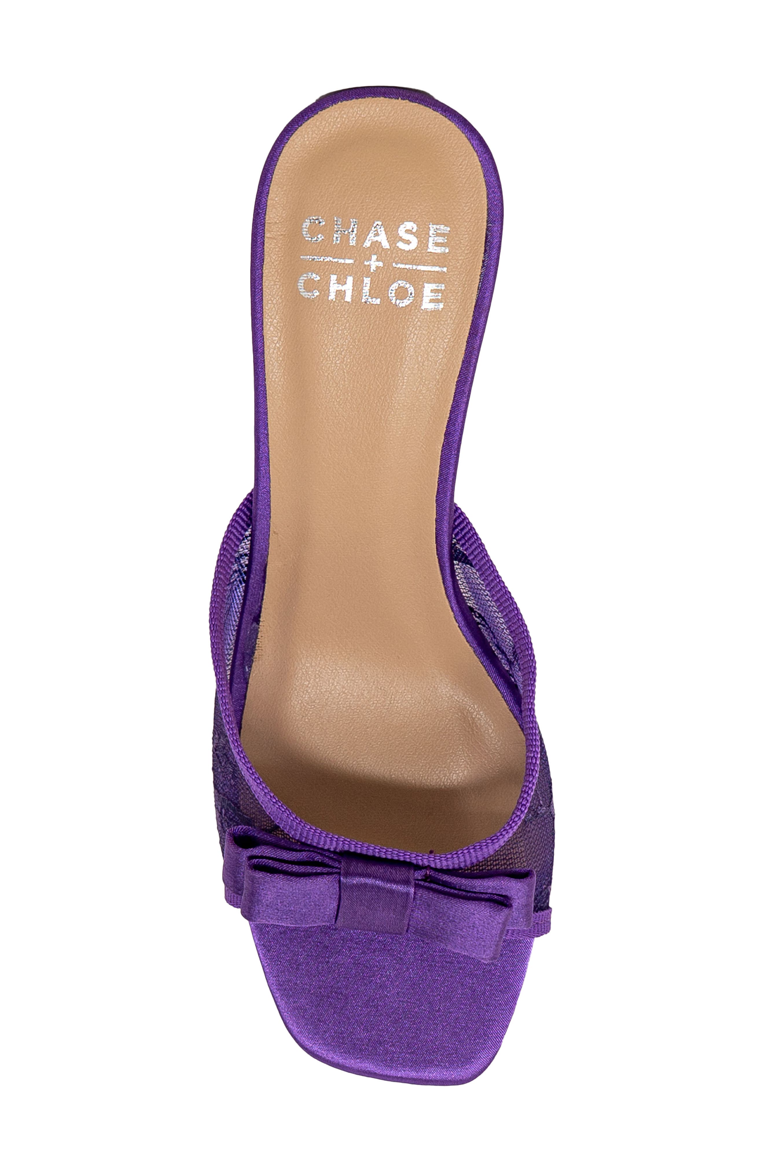 Jabari Satin Bow Lace Sandal, Alternate, color, PURPLE SATIN