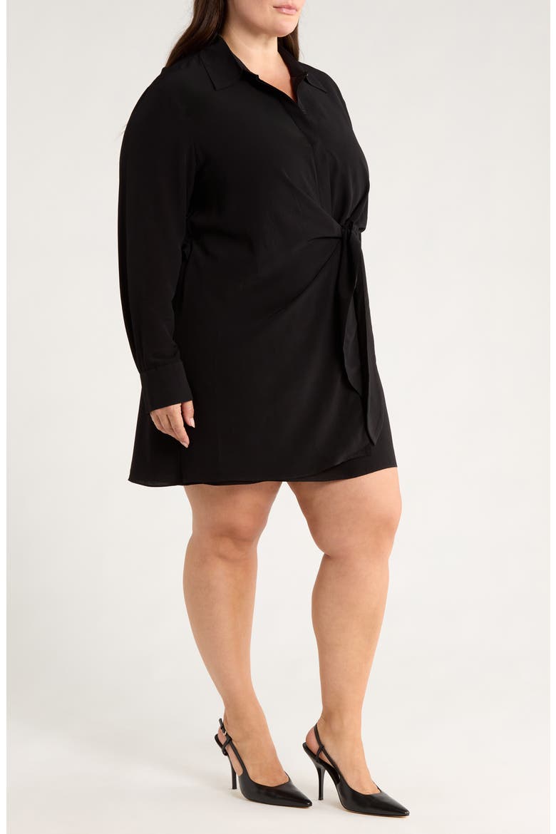 Long Sleeve Faux Wrap Dress, Alternate, color, BLACK