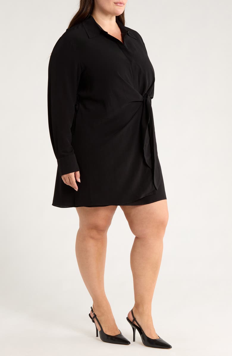 Nordstrom Long Sleeve Faux Wrap Dress, Alternate, color, Black
