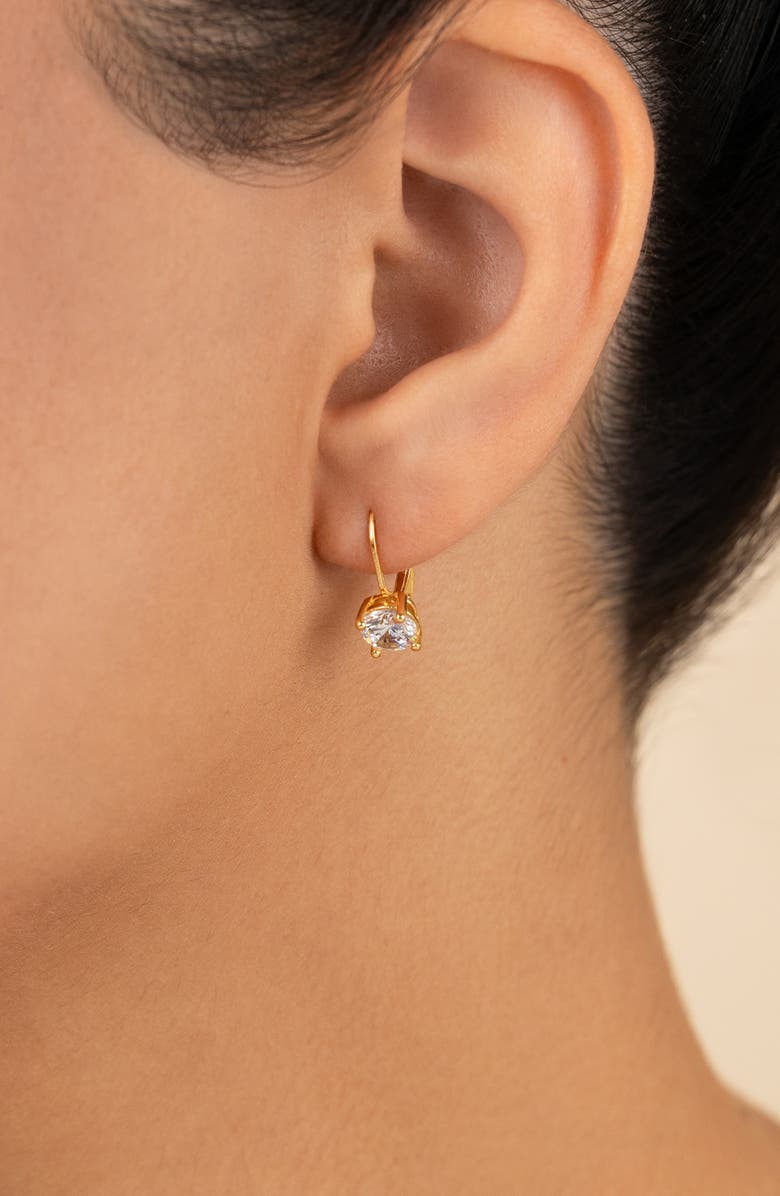 Sterling Forever Round-Cut Cubic Zirconia Hoop Earrings, Alternate, color, Gold