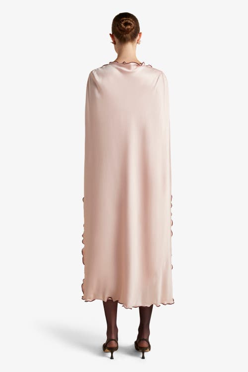 Marina Moscone Cady Cape Dress With Scalloped Edge In Pink