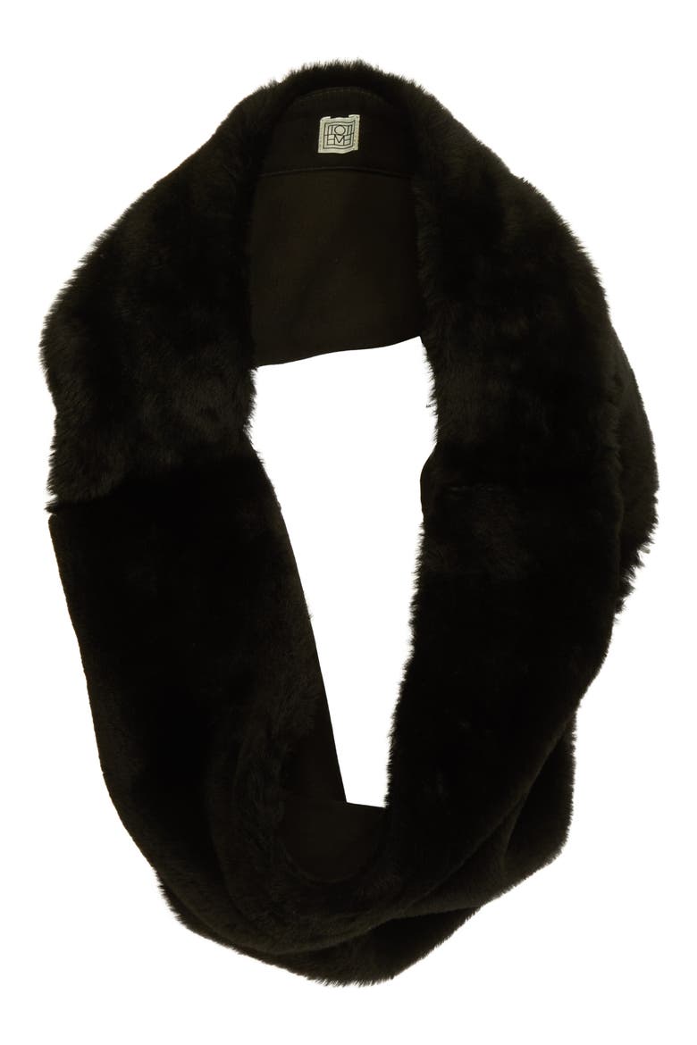 Plush Genuine Shearling Muff, Alternate, color, BLACK