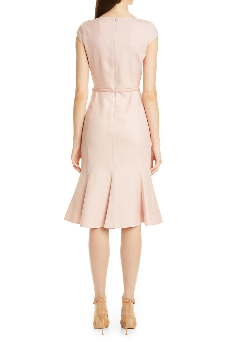 Otaria Flounce Hem Silk, Linen & Wool Dress, Alternate, color, PINK