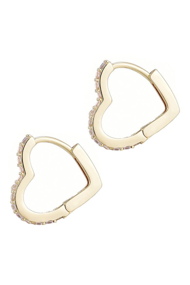 Cubic Zirconia Heart Huggie Hoop Earrings, Alternate, color, GOLD
