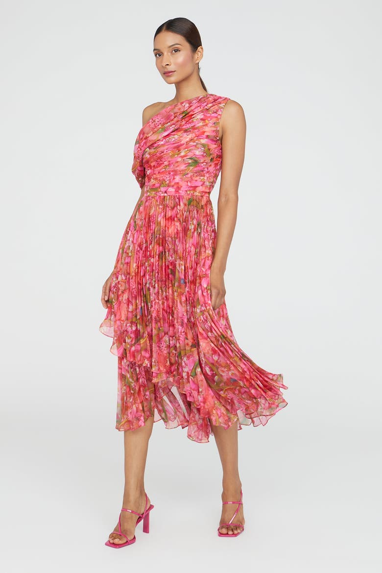Katia Draped Chiffon Dress, Alternate, color, Hydra Floral