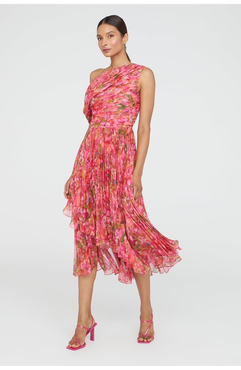 Theia Katia Draped Chiffon Dress, Alternate, color, Hydra Floral