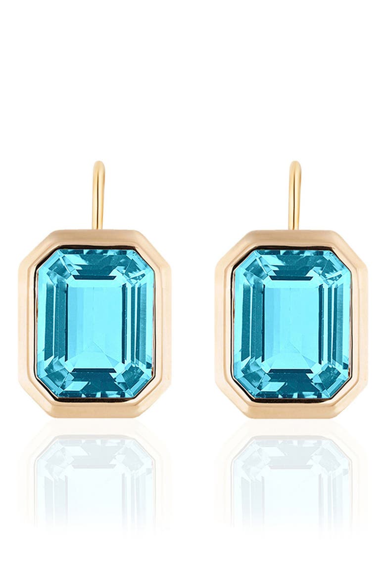 Manhattan Emerald Cut Drop Earrings, Main, color, PALE BLUE