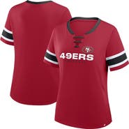 FANATICS Women's Fanatics Scarlet San Francisco 49ers Redzone Draw Play Athena Lace-Up T-Shirt