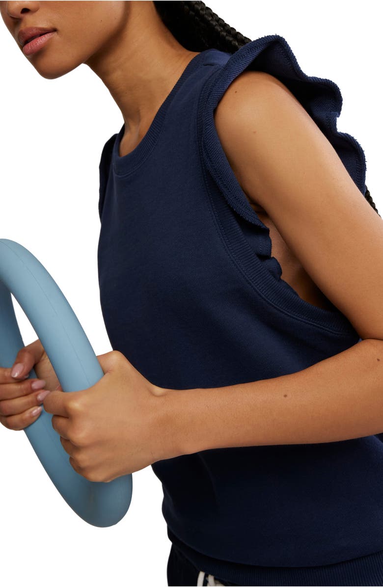 Free People FP Movement Flutter Cotton Tank, Alternate, color, Navy