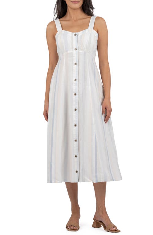 Kut From The Kloth Stripe Cotton & Linen Shirtdress In White