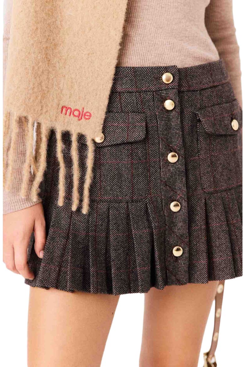 Short Checked Skirt, Alternate, color, Brown