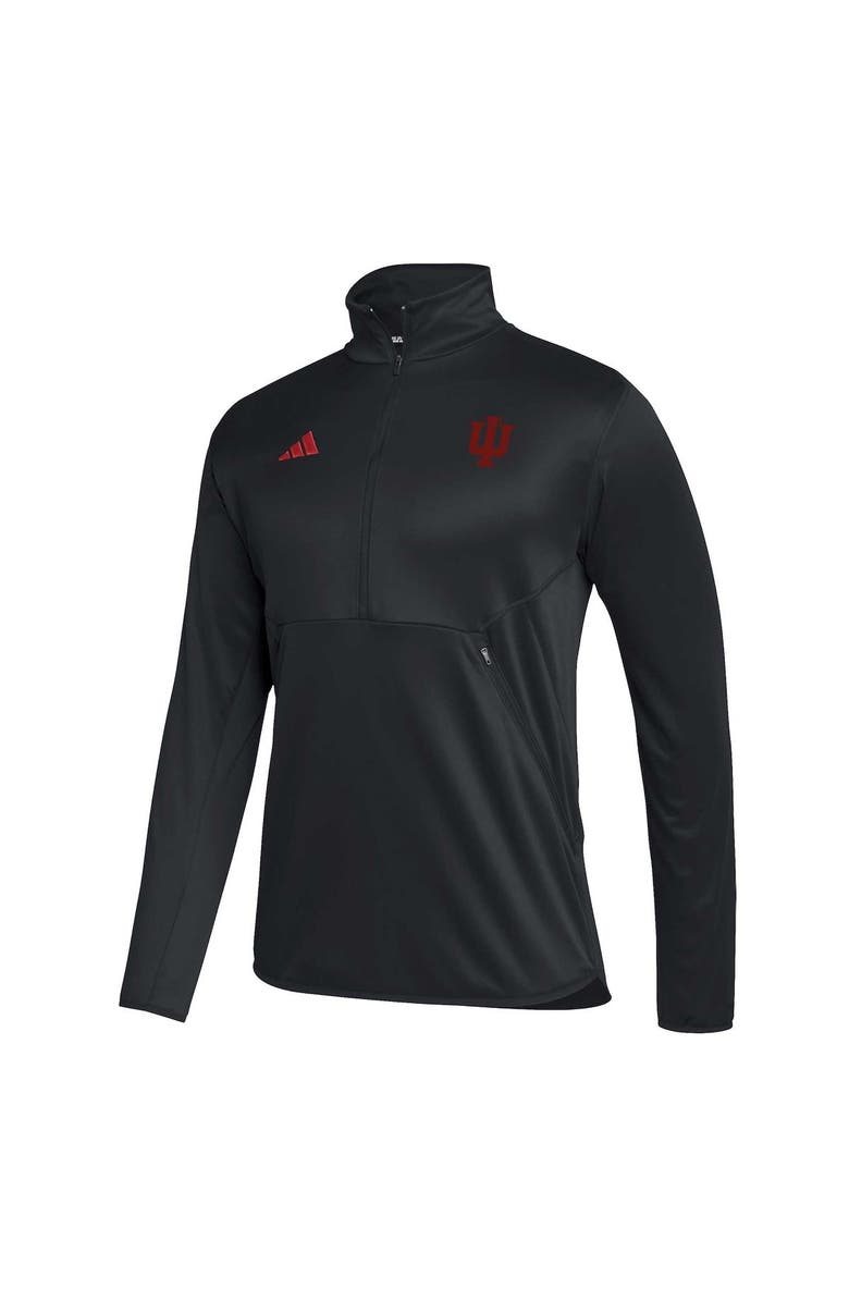 adidas Men's adidas Black Indiana Hoosiers 2023 Sideline AEROREADY Half-Zip Top, Alternate, color,