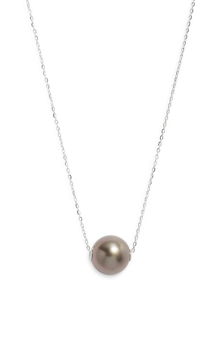 Nordstrom Tahitian Pearl Necklace, Main, color, Grey- 14K White Gold