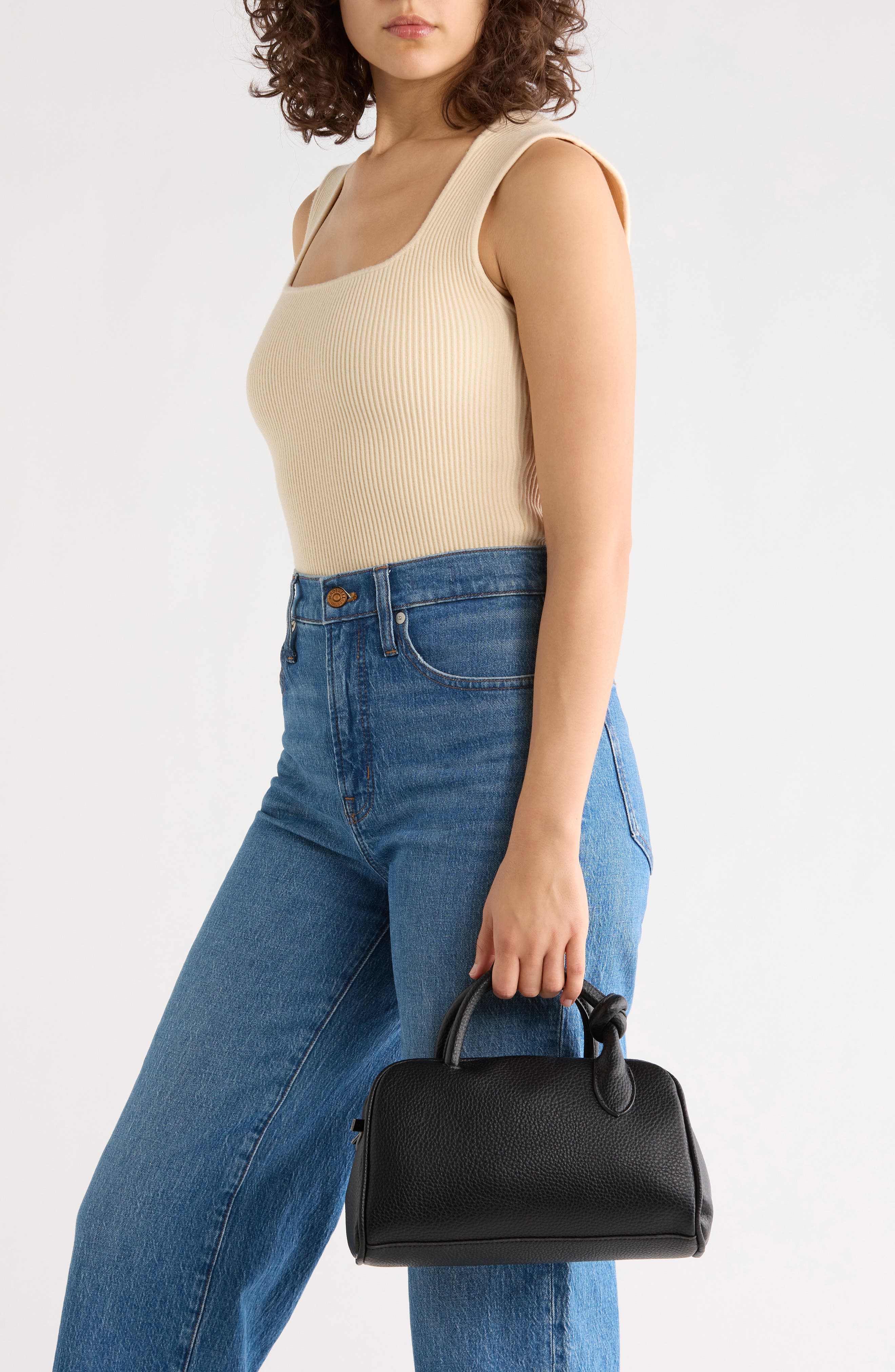 BCBG Knot Handle Satchel Bag, Alternate, color, Black