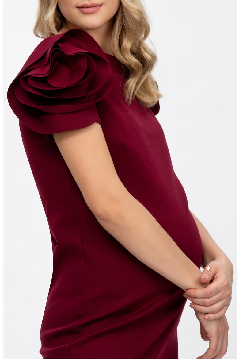Capri Rosette Maternity Dress, Alternate, color, DARK CHERRY