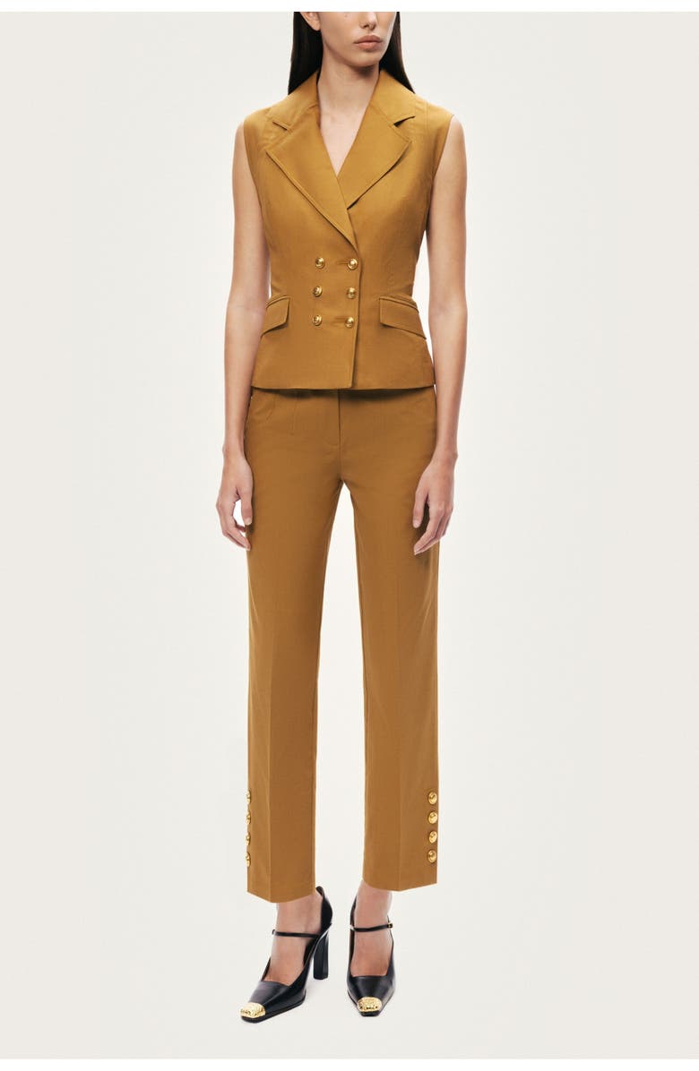 Nocturne Tailored Double-Breasted Vest, Alternate, color, Camel