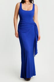 Popilush Built In Shapewear Modal Twist Wrap Maxi Dress