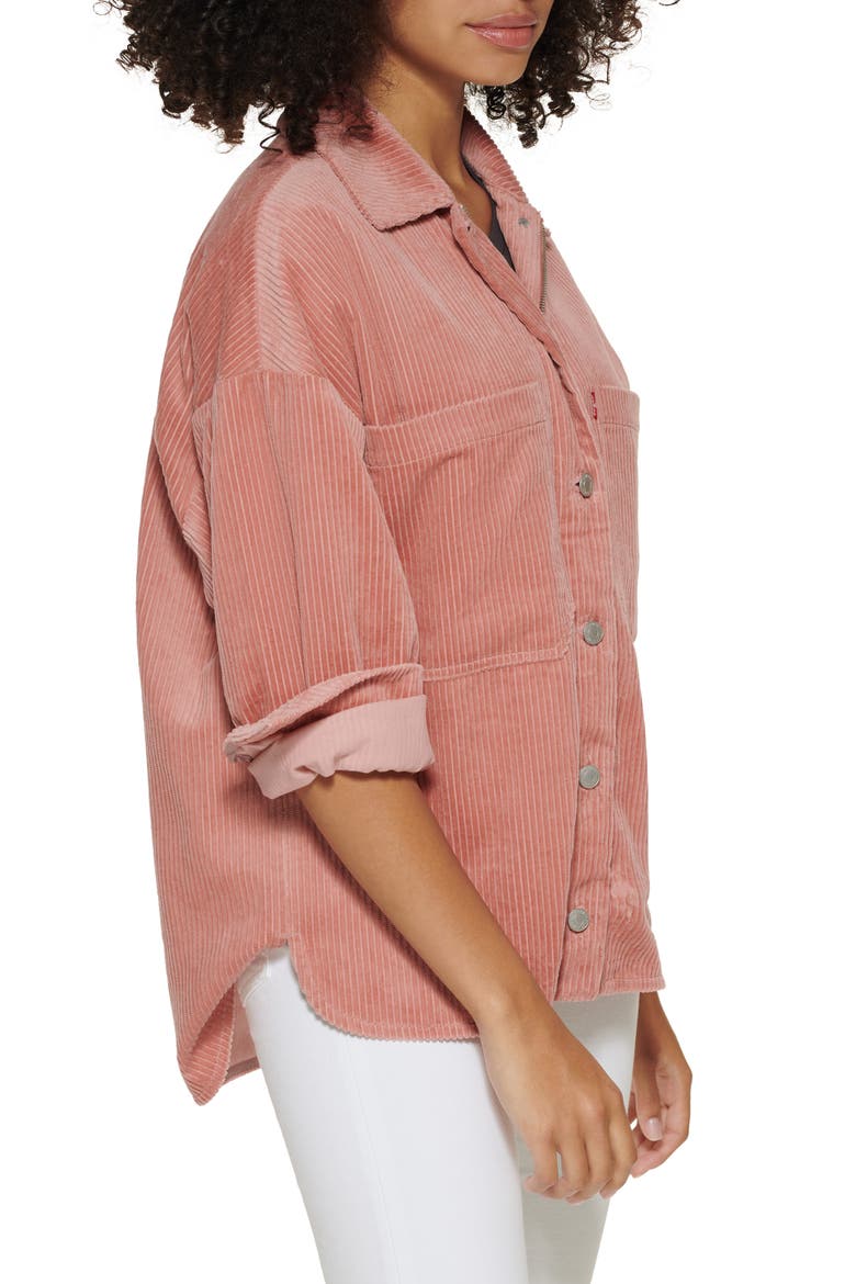 Corduroy Shacket, Alternate, color, MAHOGANY