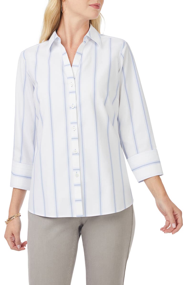 Foxcroft Mary Soho Stripe Print Button-Up Shirt, Main, color,