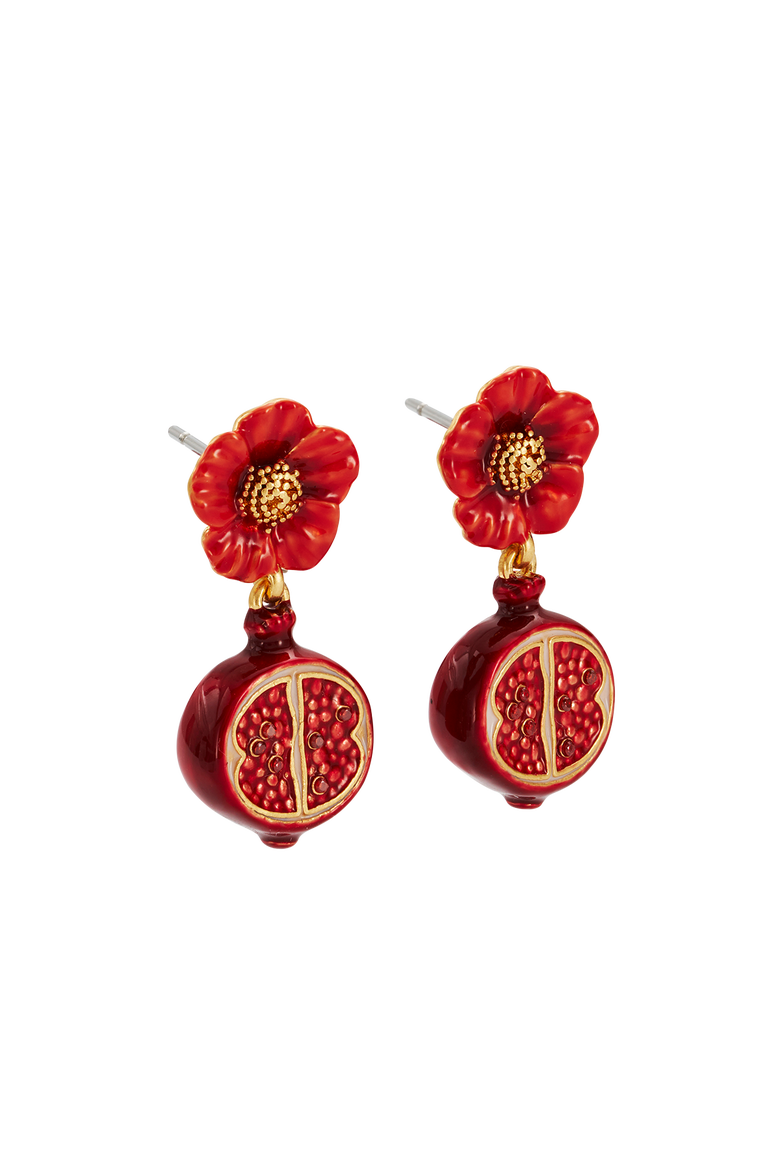 Blossom & Pomegranate Drop Earrings, Alternate, color, Gold