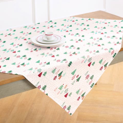 Linen Table Throw - Modern Christmas, 52" x 52", 52" x 52"