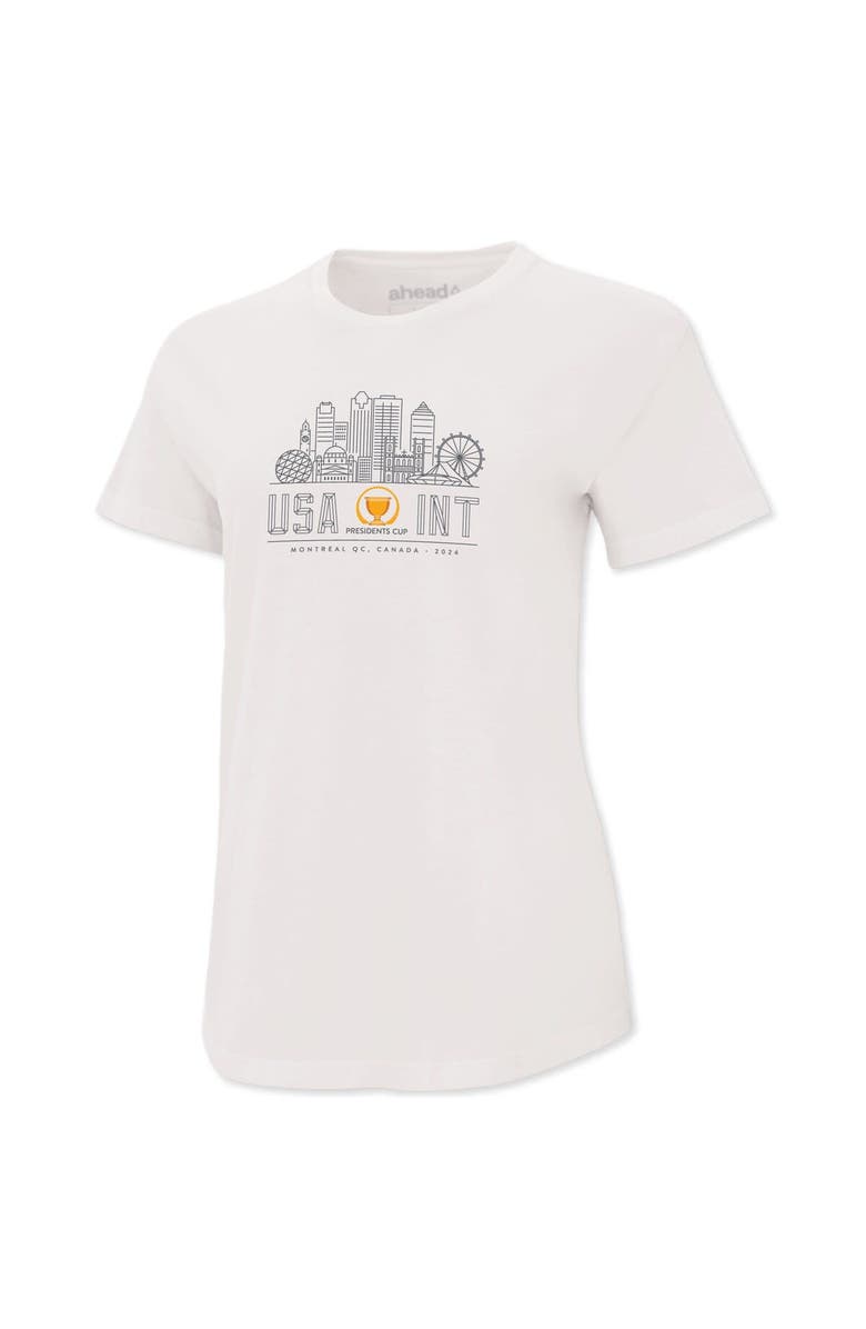 AHEAD Women's Ahead  White 2024 Presidents Cup  Skyline Aurora V-Neck T-Shirt, Alternate, color, 