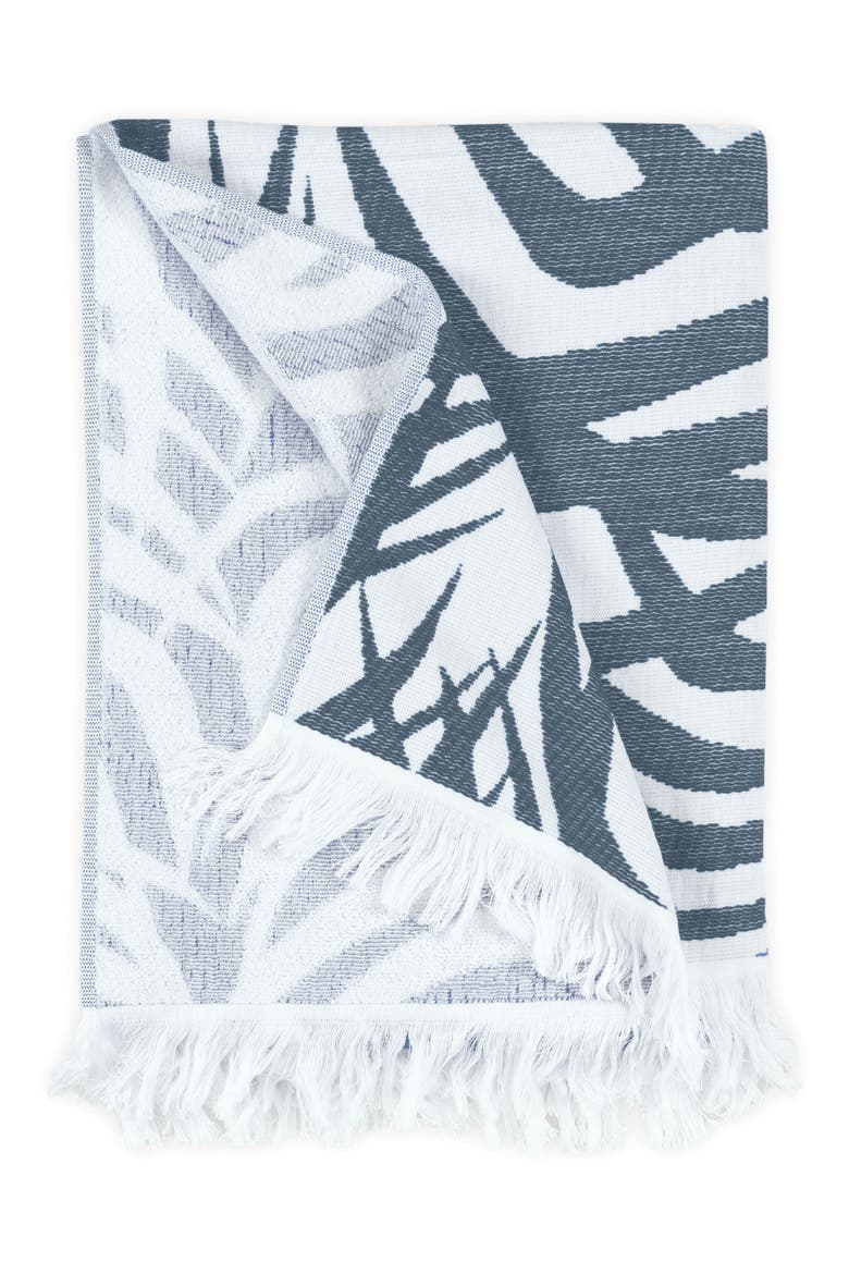 Zebra Palm Beach Towel, Main, color, NAVY