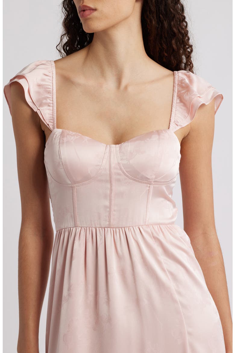 Flutter Sleeve Embossed Satin Sundress, Alternate, color, LIGHT PINK