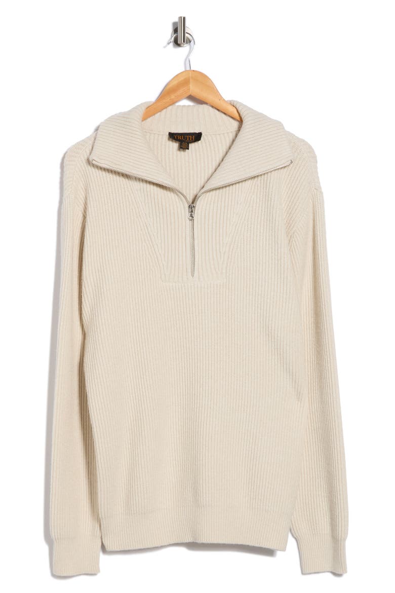 Quarter Zip Sweater, Alternate, color, LIGHT BEIGE HEATHER