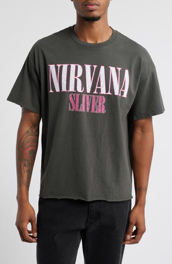 Merch Traffic Nirvana 'Sliver' Crop Cotton Graphic T-Shirt