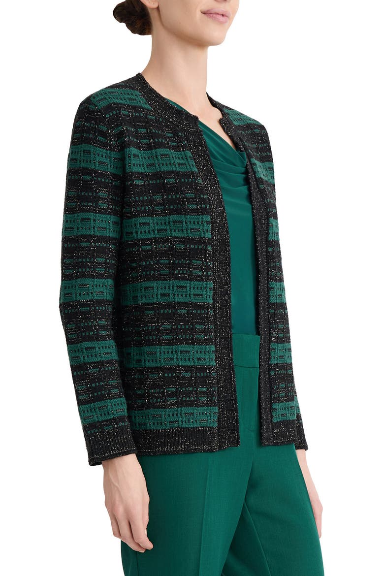 Metallic Stripe Cardigan, Alternate, color, EVERGREEN / BLACK