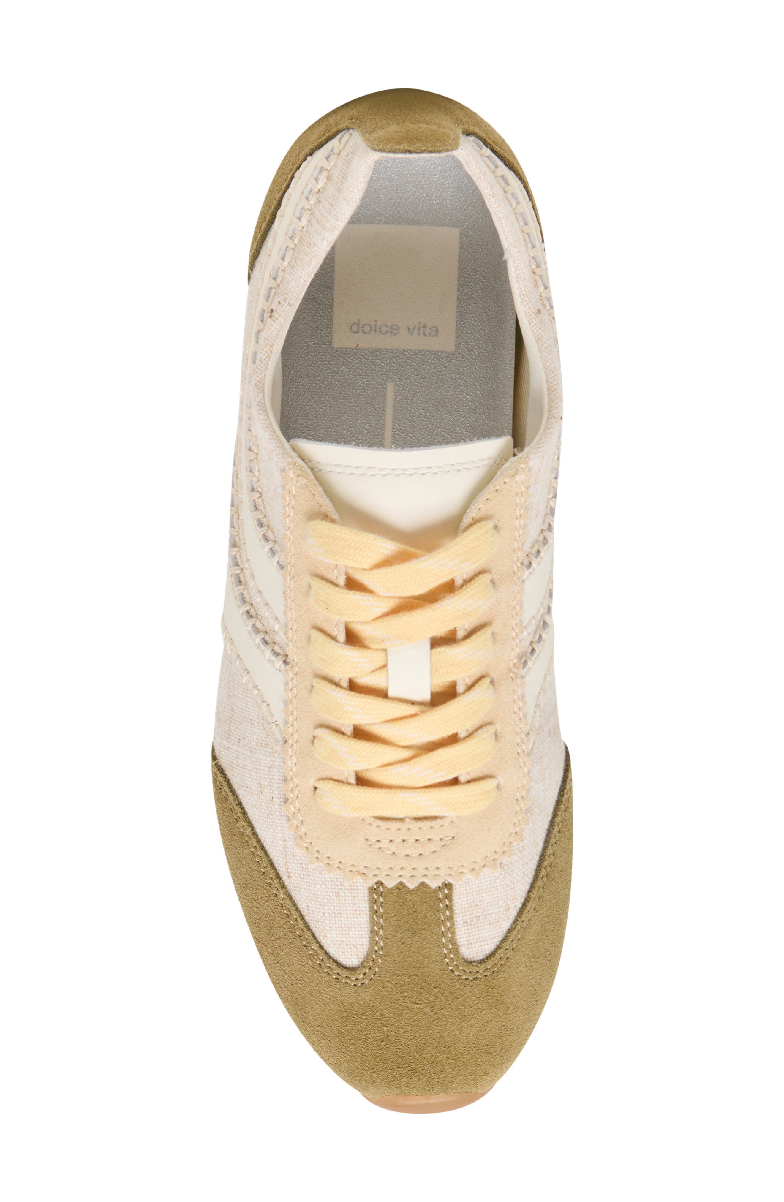 Delaney Sneaker, Alternate, color, OLIVE MULTI LINEN