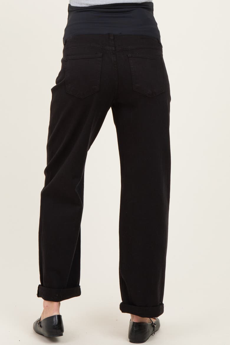 Cuffed Ankle Barrel Leg Maternity Jeans, Alternate, color, Black