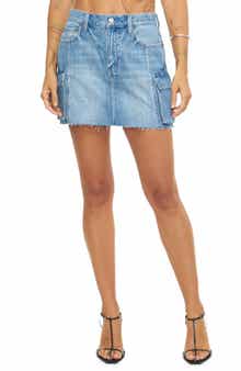 Pistola Rhea Raw Hem Cargo Denim Miniskirt