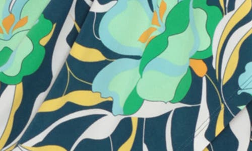 Maggy London Floral Cap Sleeve Matte Jersey Wrap Dress In Teal/mint