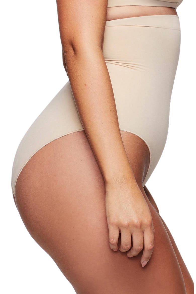 Seamless Sculpt High Waist Briefs, Alternate, color, CLAY