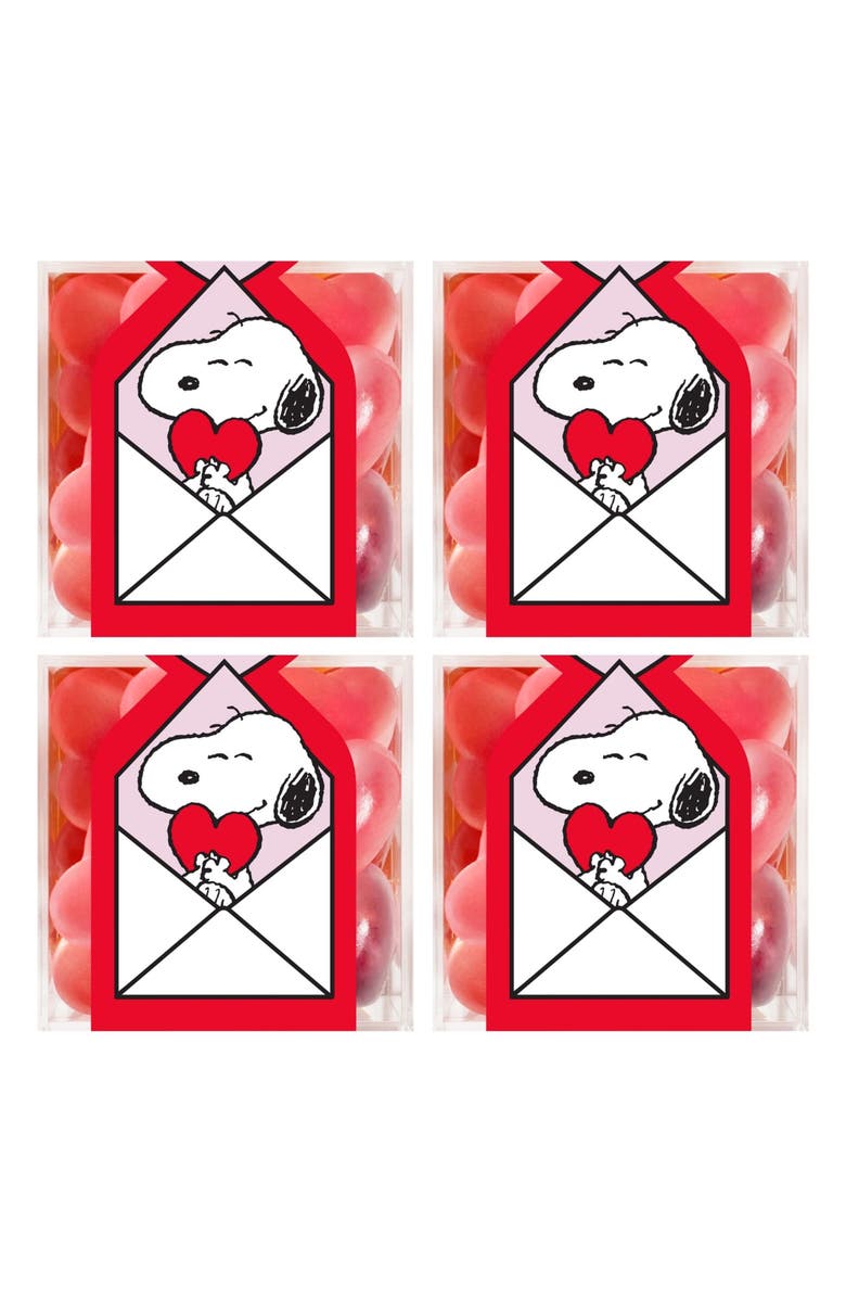 sugarfina x Peanuts<sup>™</sup> Snoopy Set of 4 Strawberry Hearts Candy Cubes, Main, color, 