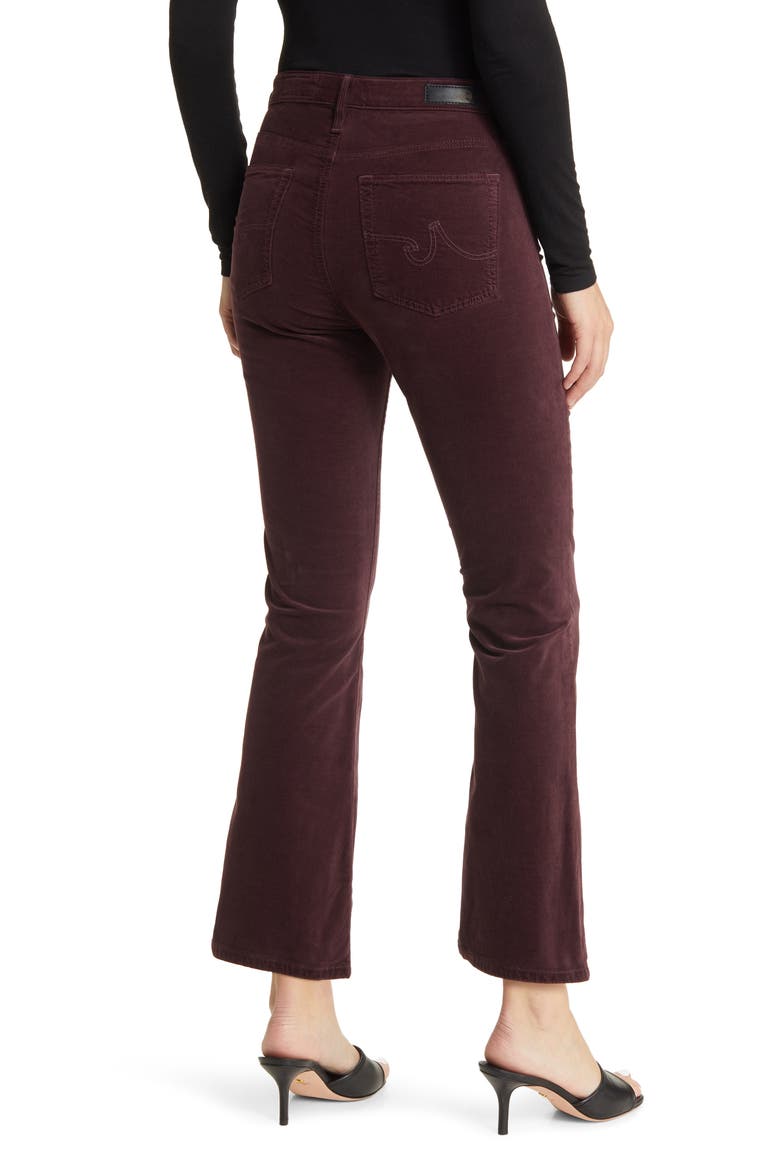 Farrah High Waist Crop Bootcut Velvet Pants, Alternate, color, PINOT NOIR