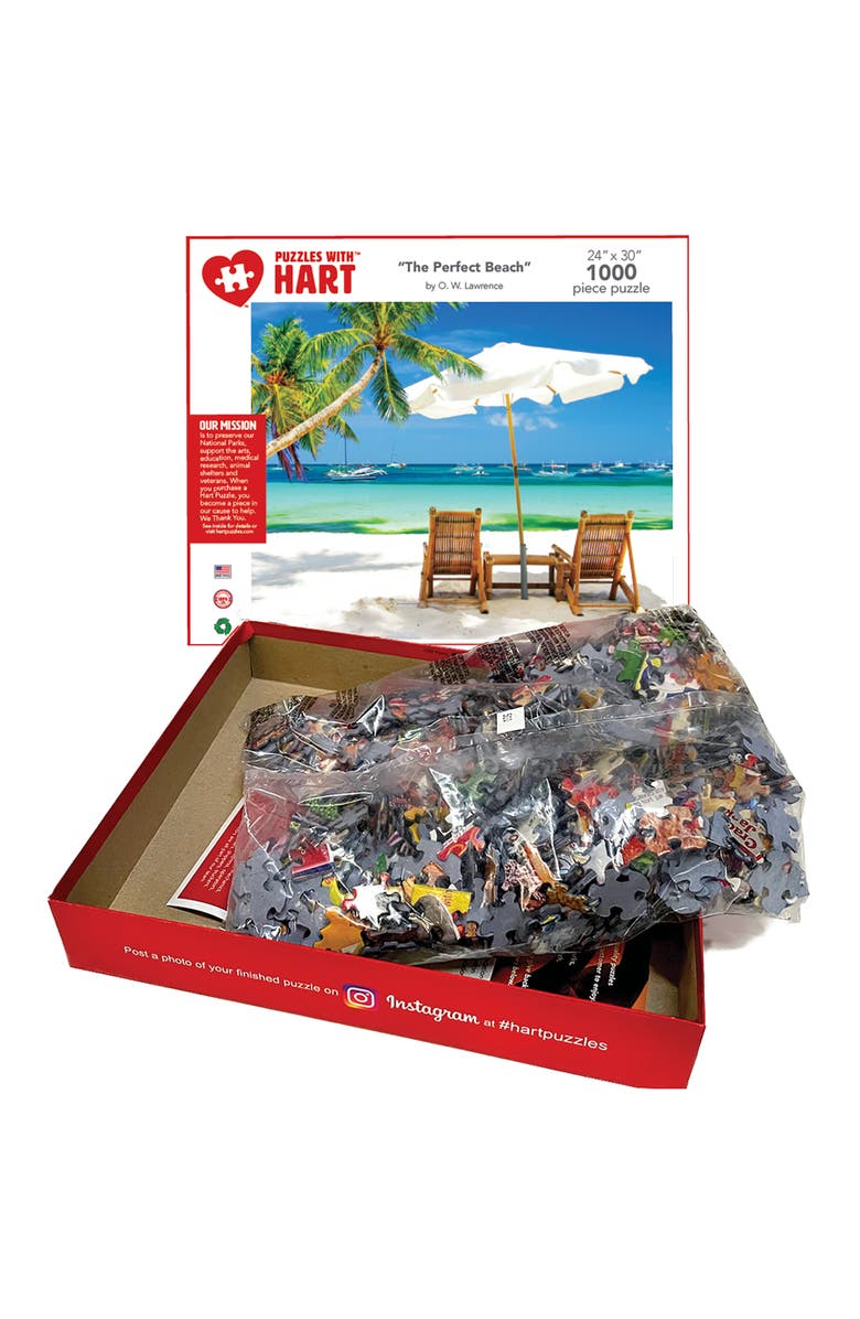 Hart Puzzles The Perfect Beach by O W Lawrence, 24 x 30 Inches, 1000 Piece Puzzle, Alternate, color, Multicolored