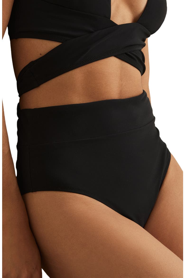 Helena High Waist Bikini Bottoms, Main, color, BLACK