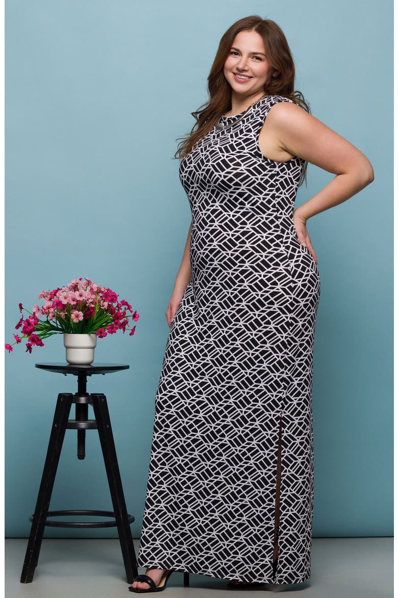 Print Sleeveless Maxi Dress, Alternate, color, BLACK MULTI
