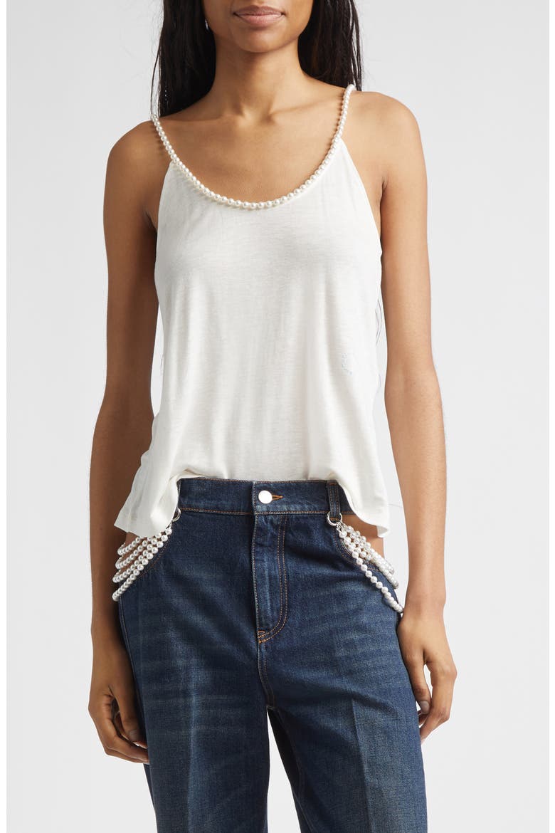 Faux Pearl Embellished Camisole, Main, color, CREAM
