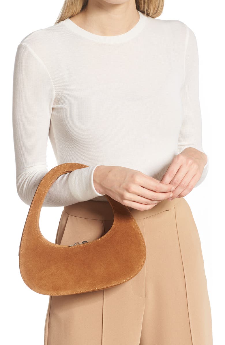 Coperni Swipe Baguette Suede Top Handle Bag, Alternate, color,