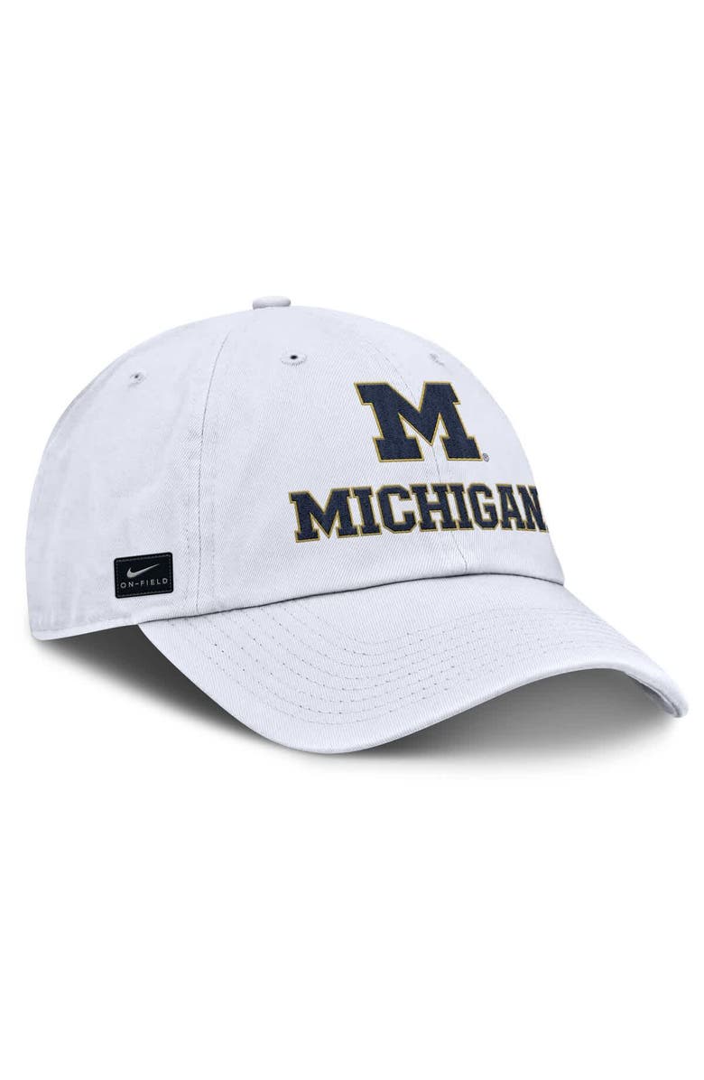 Nike Men's Nike White Michigan Wolverines 2025 Sideline Club Adjustable Hat, Alternate, color, 