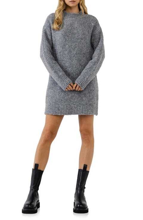 Cozy Crewneck Long Sleeve Sweater Dress