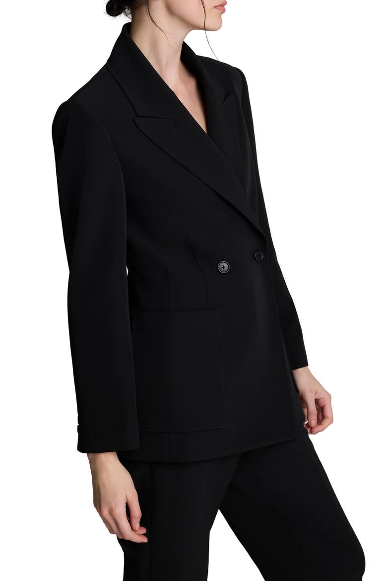 Luxe Twill Double Breasted Blazer, Alternate, color, BLACK