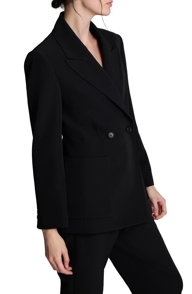 Kenneth Cole Luxe Twill Double Breasted Blazer, Alternate, color, Black