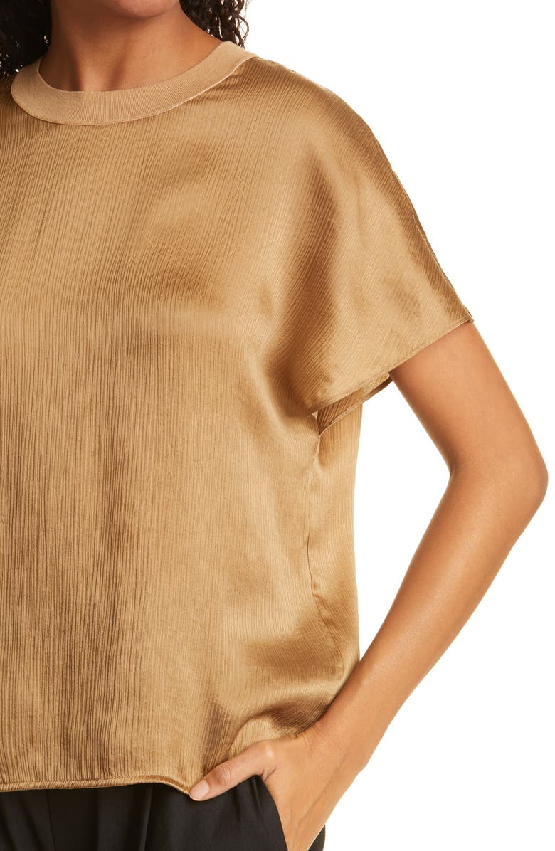 Vince Flutter Sleeve Silk Top, Alternate, color, Almond