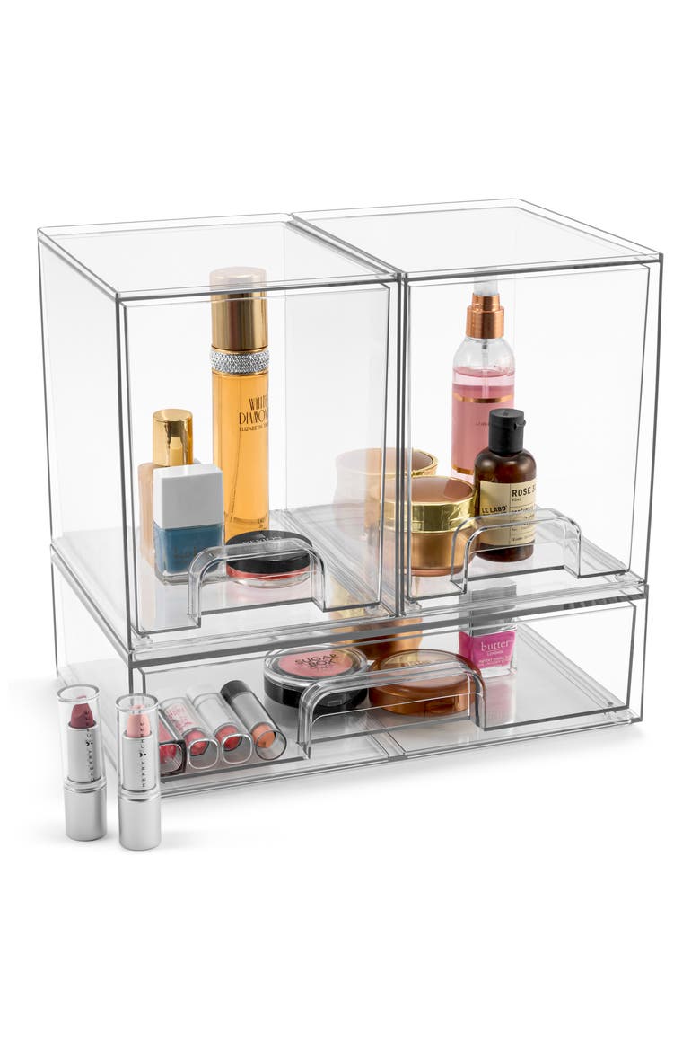 3-Pack Stackable Storage Drawers, Alternate, color, CLEAR